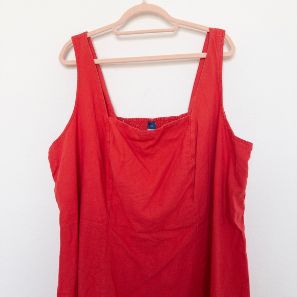 Old Navy Womens Linen Dress Size 3X Red Sleeveless Mini Sundress Coastal Cottage - Picture 2 of 7